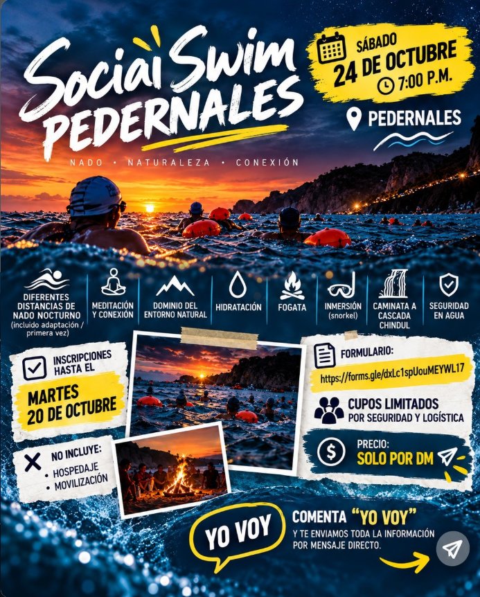 Social Swim nocturno en Pedernales